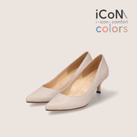 30%OFF:iCoN COLORS:ポインテッドトゥ スムース パンプス(C57173)グレイッシュベージュ/mamian(マミアン)