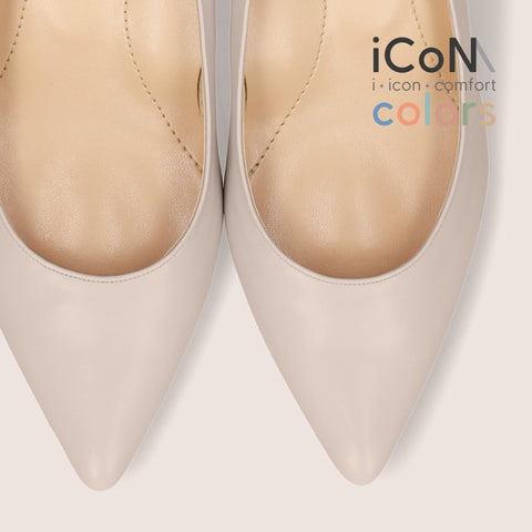 30%OFF:iCoN COLORS:ポインテッドトゥ スムース パンプス(C57173)グレイッシュベージュ/mamian(マミアン)