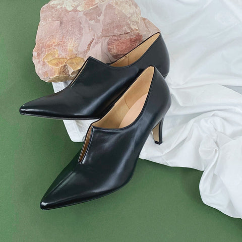 2025AW:フロント スリット ブーティ(7235)ブラック/mamian(マミアン)