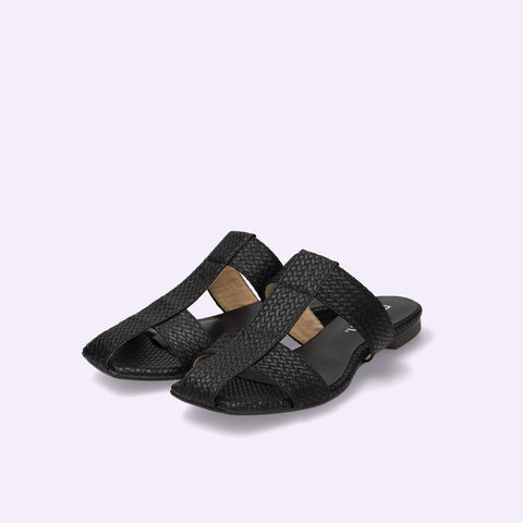 ラストワン限定特価2,990円:Tライン フラット サンダル(1256)ブラックMS/mamian(マミアン)