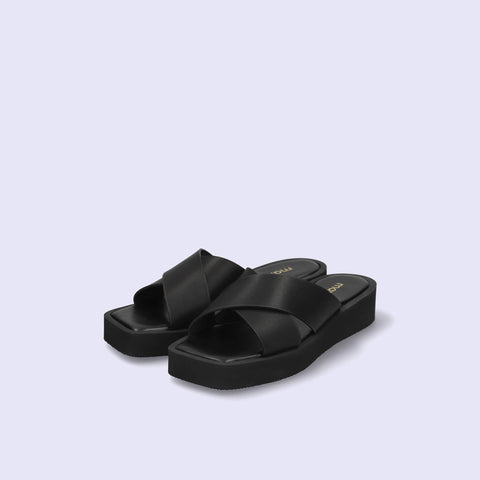 ラストワン限定特価3,490円:【ユニセックス】厚底 プラットフォーム クロス サンダル(m10bn07)ブラック/mamian(マミアン)
