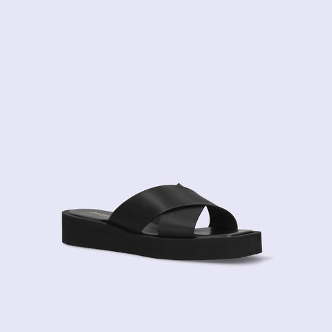 ラストワン限定特価3,490円:【ユニセックス】厚底 プラットフォーム クロス サンダル(m10bn07)ブラック/mamian(マミアン)