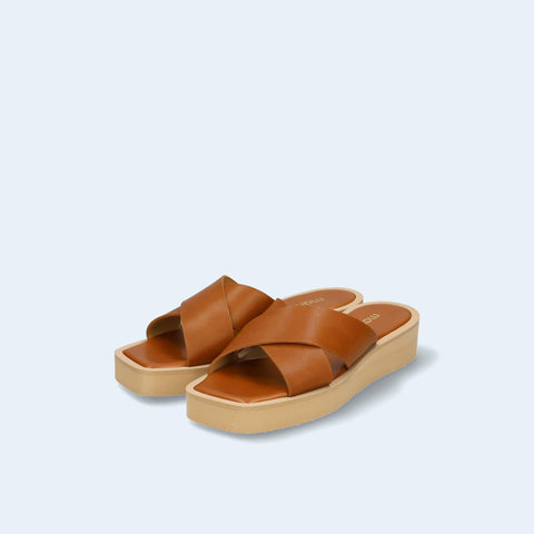 限定特価3,490円:【ユニセックス】厚底 プラットフォーム クロス サンダル(m10bn07)キャメル/mamian(マミアン)