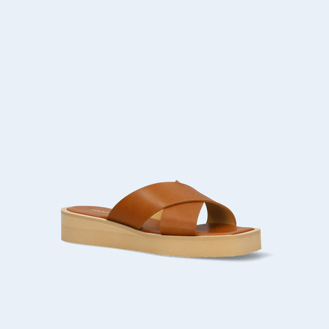 限定特価3,490円:【ユニセックス】厚底 プラットフォーム クロス サンダル(m10bn07)キャメル/mamian(マミアン)