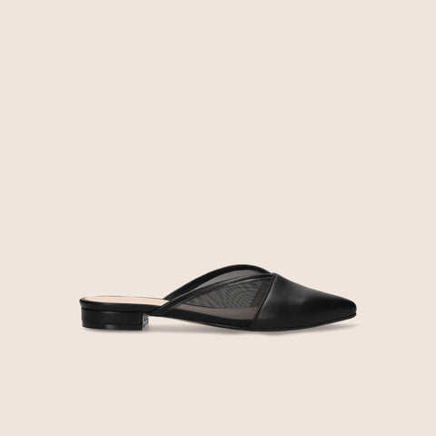 ラストワン15%OFF:チュールデザイン フラットサンダル(m17011)ブラック/mamian(マミアン)