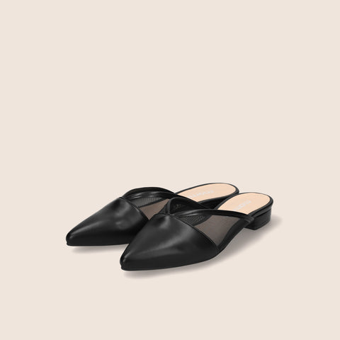 ラストワン15%OFF:チュールデザイン フラットサンダル(m17011)ブラック/mamian(マミアン)
