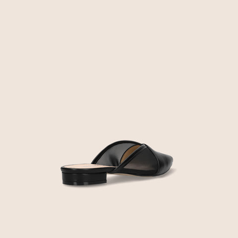 ラストワン15%OFF:チュールデザイン フラットサンダル(m17011)ブラック/mamian(マミアン)