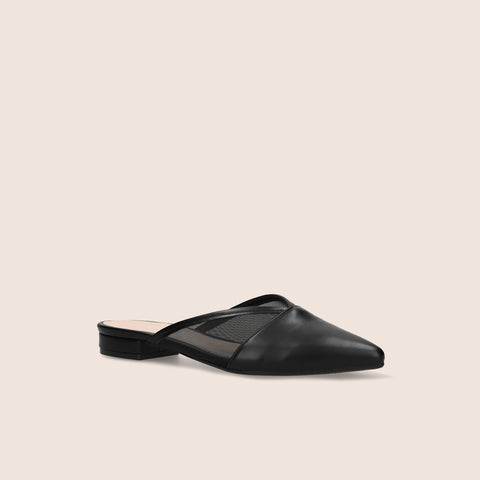 ラストワン15%OFF:チュールデザイン フラットサンダル(m17011)ブラック/mamian(マミアン)