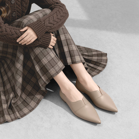 10% OFF: 2024SSBI: Pointed toe flat dress shoes (154) beige