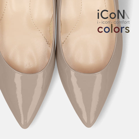 2024AW：iCoN COLORS：ポインテッドトゥ エナメル パンプス（C57171）グレージュE/mamian（マミアン）