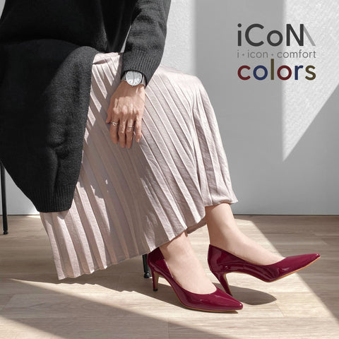 20%OFF：iCoN COLORS：ポインテッドトゥ エナメル パンプス（C76531）ワインE/mamian（マミアン）