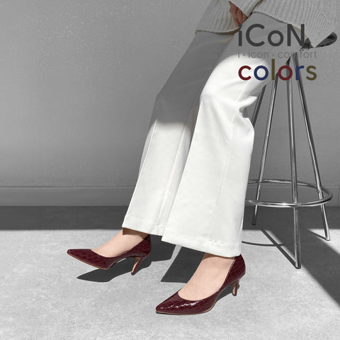 20%OFF：iCoN COLORS：ポインテッドトゥ クロコ型押し パンプス（C76534）ボルドーCR/mamian（マミアン）