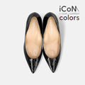 2024AW：iCoN COLORS：ポインテッドトゥ クロコ型押し パンプス（C76534）ブラックCR/mamian（マミアン）