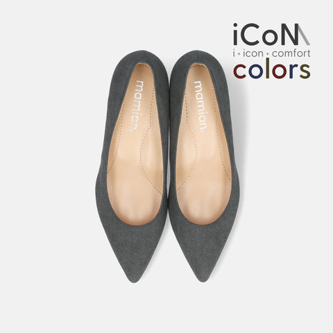 20%OFF：iCoN COLORS：ポインテッドトゥ スエード パンプス（C57172）チャコールS/mamian（マミアン）