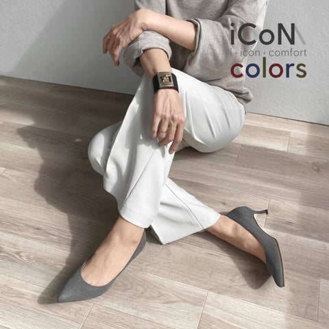 20%OFF：iCoN COLORS：ポインテッドトゥ スエード パンプス（C57172）チャコールS/mamian（マミアン）