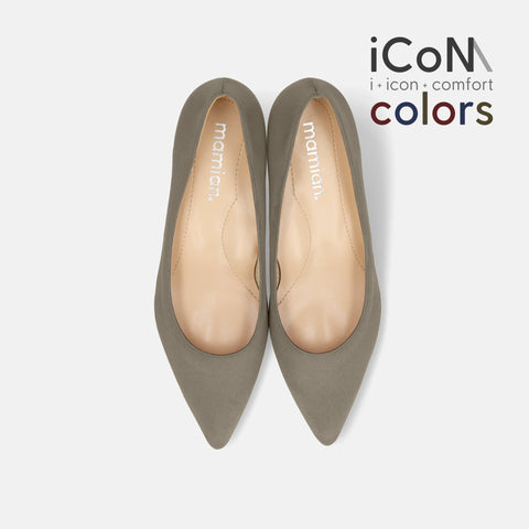 20%OFF：iCoN COLORS：ポインテッドトゥ スエード パンプス（C57172）グレージュS/mamian（マミアン）