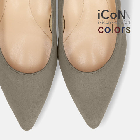 20%OFF：iCoN COLORS：ポインテッドトゥ スエード パンプス（C57172）グレージュS/mamian（マミアン）