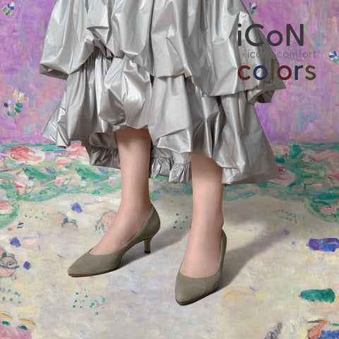 20%OFF：iCoN COLORS：ポインテッドトゥ スエード パンプス（C57172）グレージュS/mamian（マミアン）