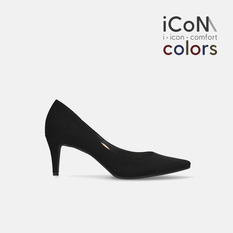 予約：2024AW：iCoN COLORS：ポインテッドトゥ スエード パンプス（C76532）ブラックS/mamian（マミアン）