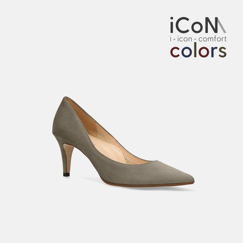 20%OFF：iCoN COLORS：ポインテッドトゥ スエード パンプス（C76532）グレージュS/mamian（マミアン）