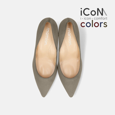 20%OFF：iCoN COLORS：ポインテッドトゥ スエード パンプス（C76532）グレージュS/mamian（マミアン）