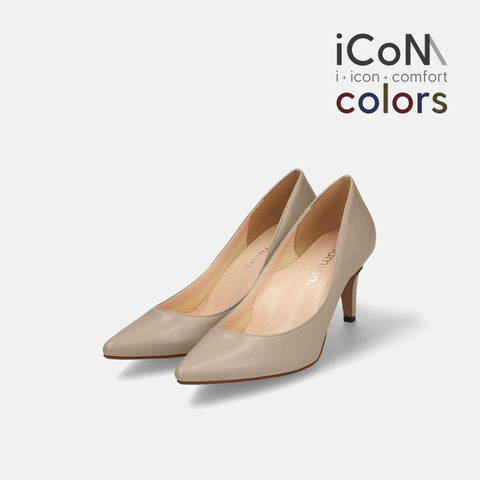 2024AW：iCoN COLORS：ポインテッドトゥ スムース パンプス（C76533）グレージュ/mamian（マミアン）