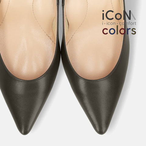 20%OFF：iCoN COLORS：ポインテッドトゥ スムース パンプス（C76533）カーキ/mamian（マミアン）