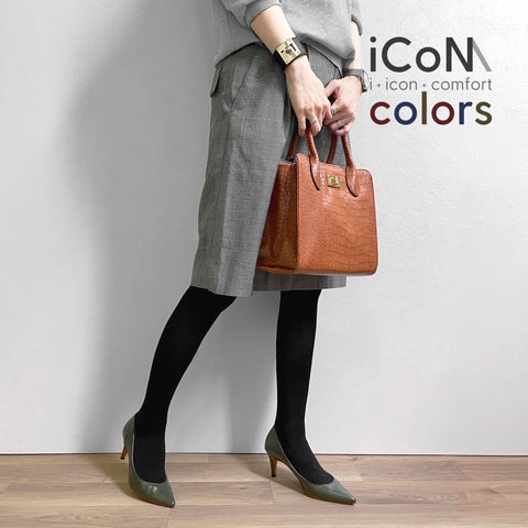 20%OFF：iCoN COLORS：ポインテッドトゥ スムース パンプス（C76533）カーキ/mamian（マミアン）