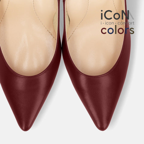 ラストワン20%OFF：iCoN COLORS：ポインテッドトゥ スムース パンプス（C76533）ワイン/mamian（マミアン）