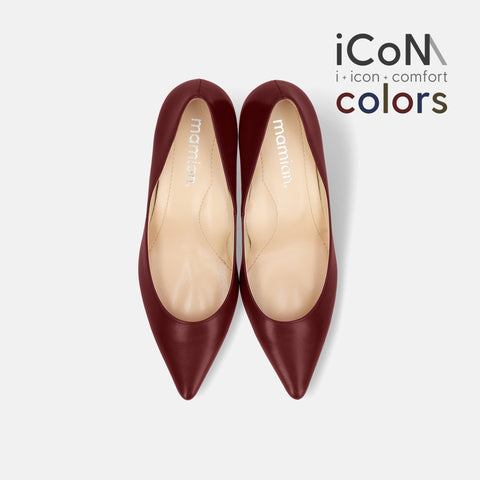 Basic Item SALE10%OFF：2024AW：iCoN COLORS：ポインテッドトゥ スムース パンプス（C76533）ワイン/mamian（マミアン）