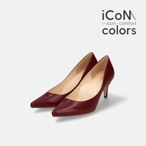 ラストワン20%OFF：iCoN COLORS：ポインテッドトゥ スムース パンプス（C76533）ワイン/mamian（マミアン）