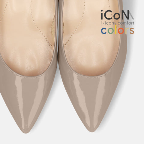 2025SS：iCoN COLORS：ポインテッドトゥ エナメル パンプス（C57171）グレージュE/mamian（マミアン）