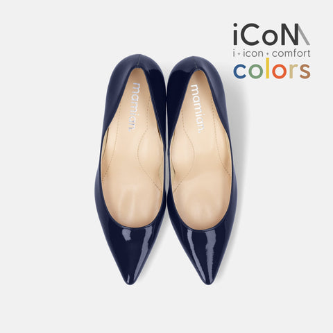 予約：2025SS：iCoN COLORS：ポインテッドトゥ エナメル パンプス（C76531）クラシックネイビー/mamian（マミアン）