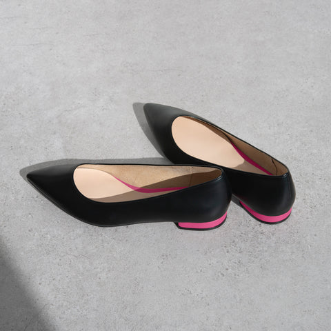 予約：2026SS：アクセントヒール フラットシューズ（4797）ブラック