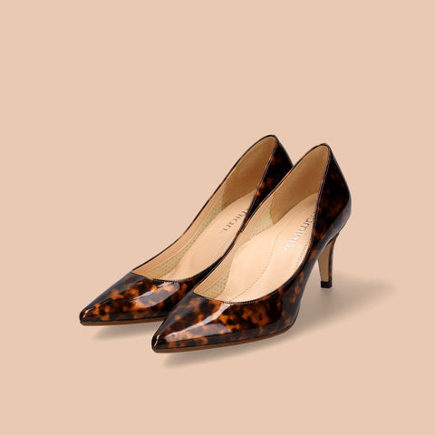 50%OFF：iCoN COLORS：ポインテッドトゥ エナメル パンプス（C76531）べっ甲E/mamian（マミアン）