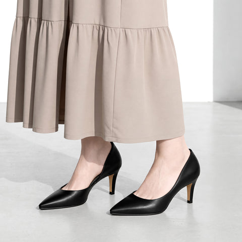 15% OFF: 2024SSBI: Pointed Toe Side Cut Pumps (7674) Black