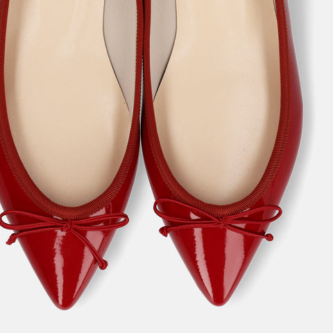 10% OFF: 2024SSBI: Pointed Toe Flat Ballet Shoes (1333) Red E