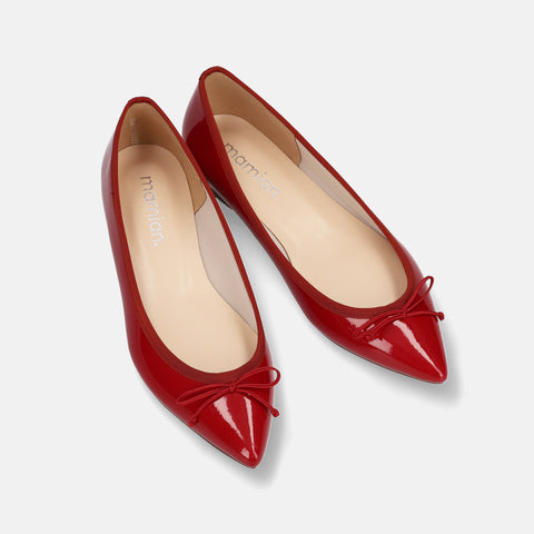 10% OFF: 2024SSBI: Pointed Toe Flat Ballet Shoes (1333) Red E