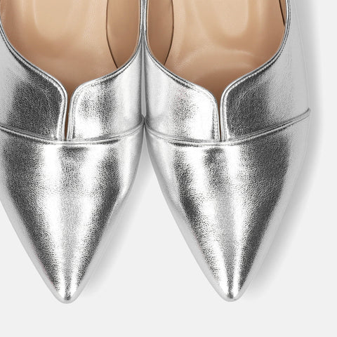 10% OFF: 2024SSBI: Pointed toe flat dress shoes (154) Silver