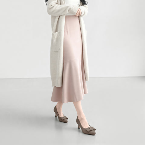 2025AW：スクエアリボン パンプス（m45010）グレージュS