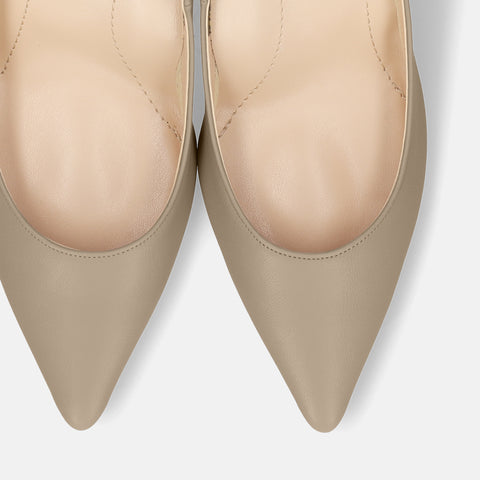 10% OFF: 2024SS: iCoN COLORS: Pointed Toe Smooth Pumps (C76533) Greige