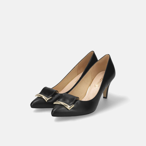 15% OFF: 2024SS: Almond toe pumps with buckle ribbon (lt7001) Black