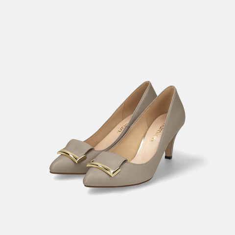 Out of stock 2024SS: Almond toe pumps with buckle ribbon (lt7001) beige