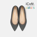 ラストワン50%OFF：iCoN COLORS：ポインテッドトゥ スエード フラットシューズ（C20142）チャコールS/mamian（マミアン）