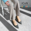 ラストワン50%OFF：iCoN COLORS：ポインテッドトゥ スエード フラットシューズ（C20142）チャコールS/mamian（マミアン）