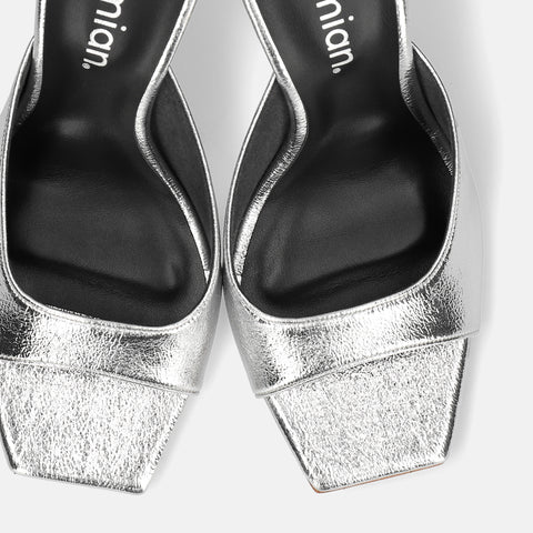 15% OFF: 2024SS: Square Toe Simple Mule (m96104) Silver