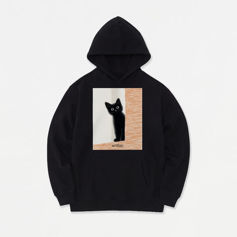 予約：urday【cat】アートワークスウェットプルパーカ（u-a-spk-0001-05）ブラック