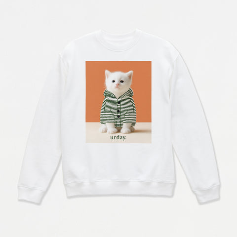 予約：urday【cat】アートワークスウェットシャツ（u-a-sw-0001-01）ホワイト